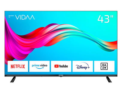 DYON Smart 43 VX 108 cm (43 Zoll) Fernseher (Full-HD Smart TV, HD Triple Tuner (DVB-C/-S2/-T2), App Store, Prime Video, Netflix, YouTube, DAZN, Disney+) [Mod. 2022], Schwarz
