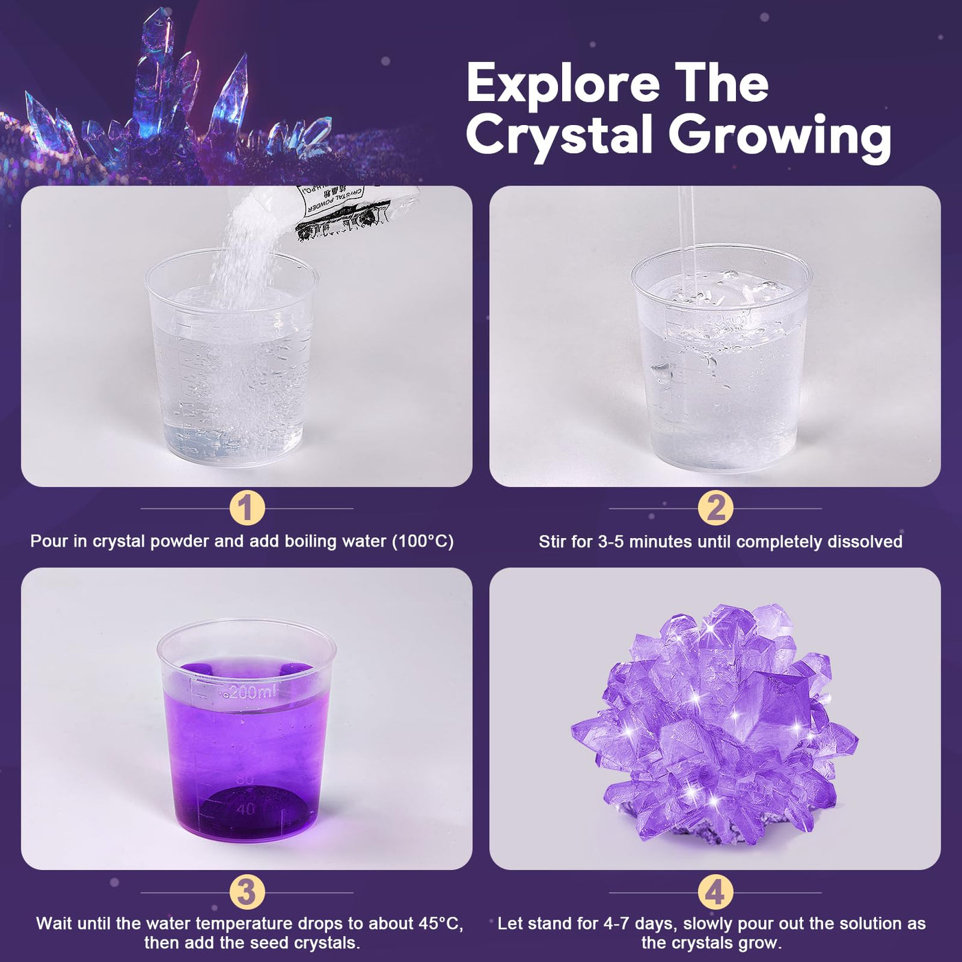 Mineralien Ausgrabungs-Set, Ausgrabungsset für Kinder, Jumbo Edelstein Experimentierset mit Mineralien Steine, Geoden, Kristalle Züchten, Geburtstag Party für Kinder Ab 6 7 8 9 10 Jahre Geschenk