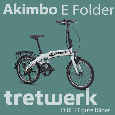 TRETWERK 20 Zoll E-Bike Klapprad - Akimbo - Faltrad Pedelec mit 8 Gang Kettenschaltung - klappbares Elektrofahrrad mit Heckmotor 50Nm - - weiß