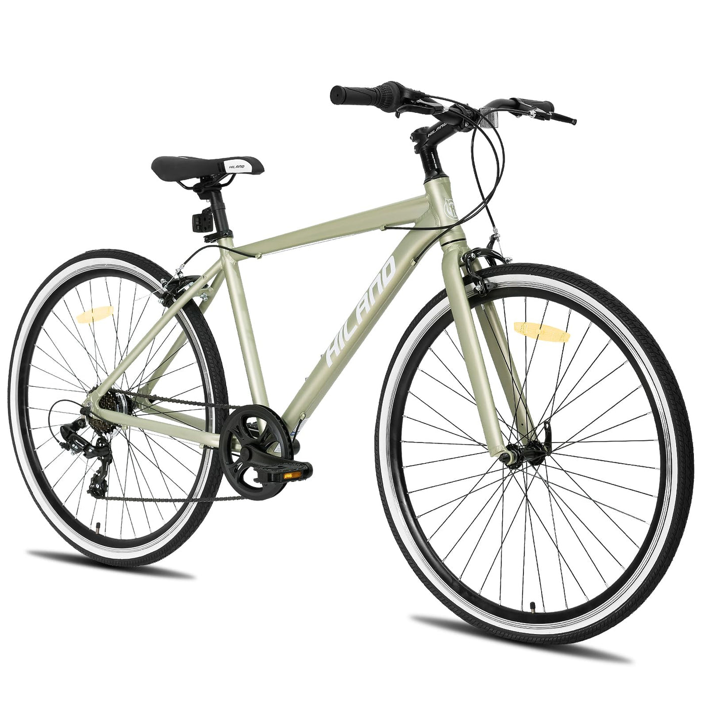 Hiland 28 Zoll 700C Trekking Bike Cityrad Damenrad 7 Gang Tiefem Durchstieg Hybrid Fahrrad Pendlerfahrrad für Frauen grün