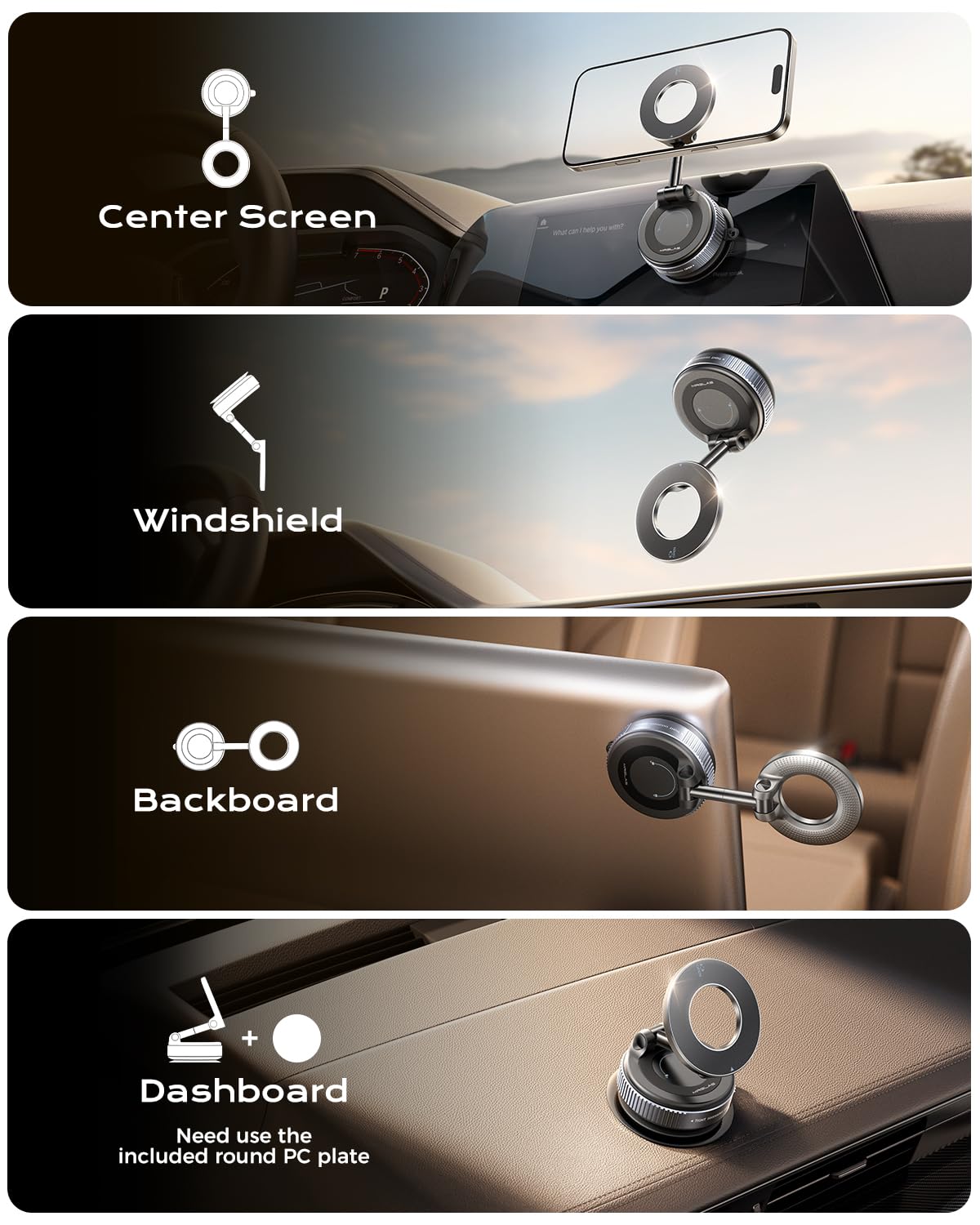 MRGLAS 2025 Upgraded Handyhalterung Auto Magnet für Magsafe Autohalterung, Vakuum Saugnapf Handy Halterung Auto [89+LBS Saugleistung & 2800gf Stärkster Magnet], 360° Drehbar für KFZ/Spiegel/iPhone