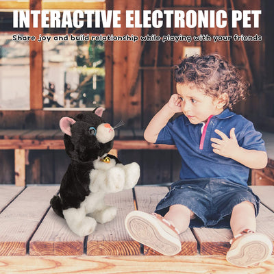 Interaktives elektronisches Plüschkatzenspielzeug - Update Touch Control Meow Kitten mit LED-Augen, elektronischer Roboter Katzenspielzeug Geschenke für Jungen & Mädchen Kindergeburtstag Weihnachten
