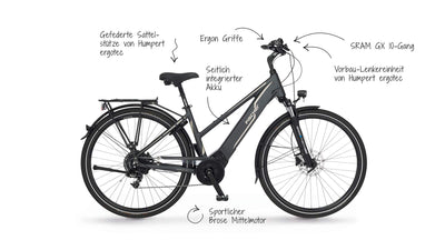 Fischer E-Bike Trekking, VIATOR 5.0i Elektrofahrrad für Damen, RH 49 cm, Mittelmotor 50 Nm, 36 V Akku im Rahmen, schiefergrau matt, 28 Zoll