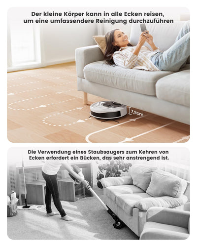 LEFANT M320 Saugroboter, 6.000Pa Staubsauger Roboter mit Präzise-Entfernungs-Navigation, Sichtbar 800ML Staubbehälter, 210Mins, WLAN/App, Ideal für Tierhaare, Teppiche