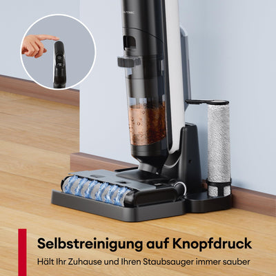 Ultenic AC1 Elite Nass Trockensauger kabelloser Staubsauger mit Wischfunktion, 3 in 1, 50min, intelligente Schmutzerkennung, 14000 Pa Saugkraft,Selbstreinigung,1.15L Doppelte Tank, LED-Display