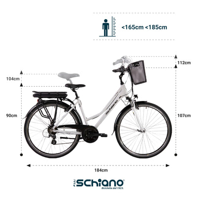 F.lli Schiano E-Ride, E Bike Trekking 28 Zoll, 36V 10.4Ah Abnehmbarer Akku, Motor 250W 40Nm, Trekking EBike für Herren/Damen, Weiss
