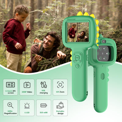 Mikroskop für Kinder, Thinkaroo 2-in-1-Funktion Tragbares Taschenmikroskop und Kamera, 2,4" IPS-Bildschirm USB Microscope, Mini-Mikroskop Draussen ab 3-12 Jahren Jungen und Mädchen