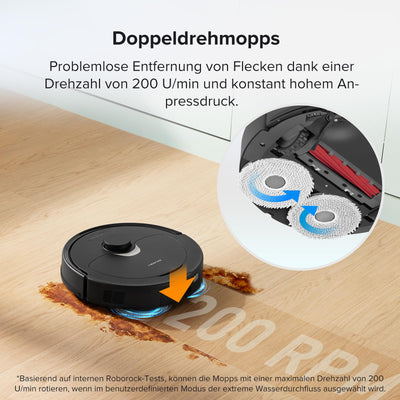 roborock Qrevo Saugroboter mit Wischfunktion Absaugstation 5500 Pa Saugkraft, 3D-Kartierung, Doppeldrehmopps Wischroboter automatische Wasser-Befüllung, Entleerung, Staubbeutel-Entleerung, Reinigung