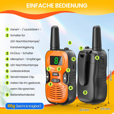Walkie Talkie Kinder - Funkgerät Kinder Aufladbare,Spielzeug für 3-12 JäHrige Jungen,10 KanäLen,Hochauflösender Klangübertragung,Reichweite von 3km,Ideal für Outdoor-Abenteuer,Camping Und Wanderungen