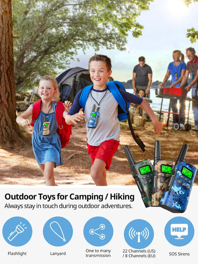 Inspireyes Walkie Talkie Kinder Aufladbar, 48 Stunden Arbeitszeit, 8 Kanäle 2-Wege-Radio, Geschenke für Jungen Mädchen, Outdoor Wandern Camping, 3-12 Jahre altes Spielzeug