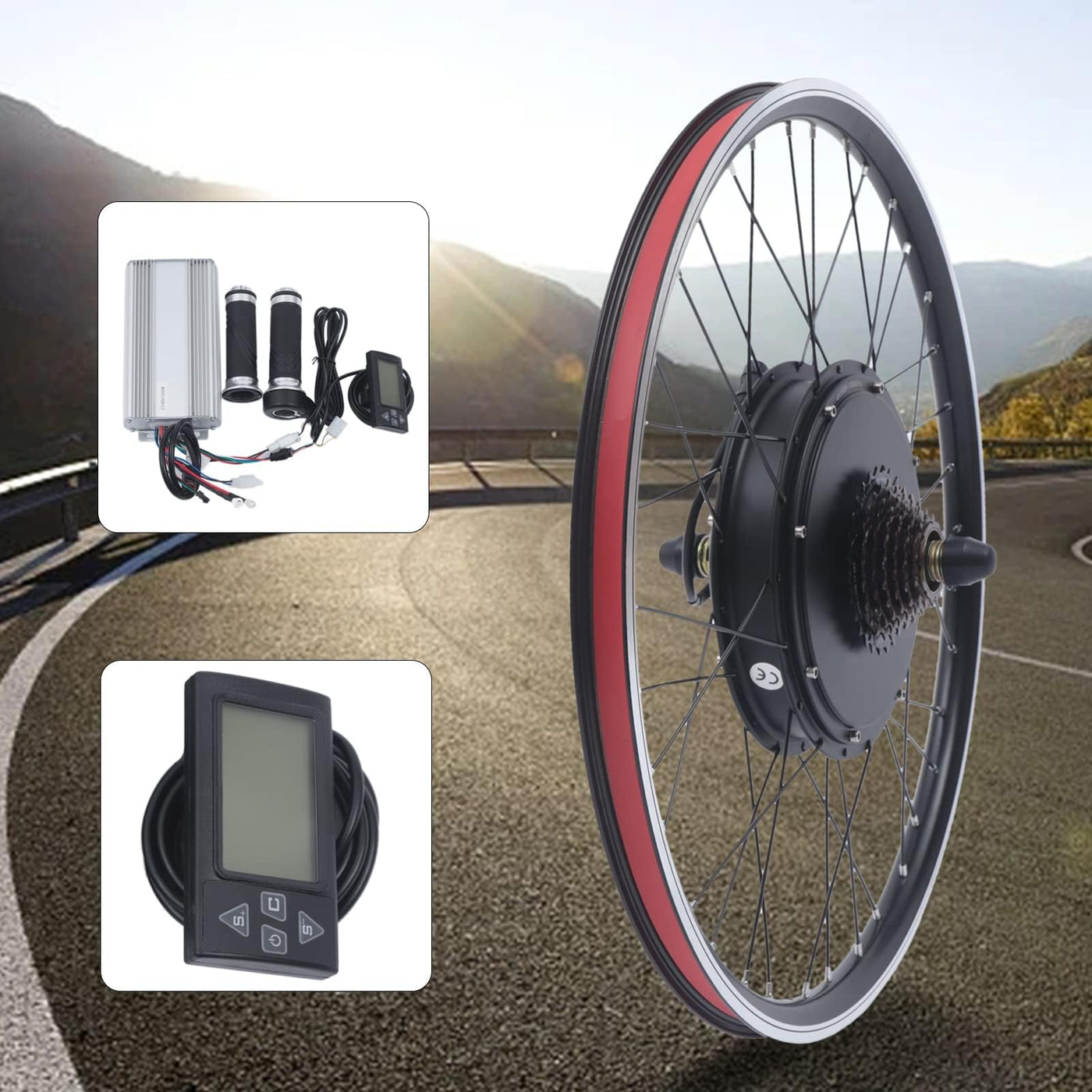 HINOPY 26 Zoll Ebike Umbausatz Kit, 48V 1500W Ebike Umbausatz E-Bike Elektrofahrrad Umbausatz Kit Conversion Motor Kit für Hinterrad