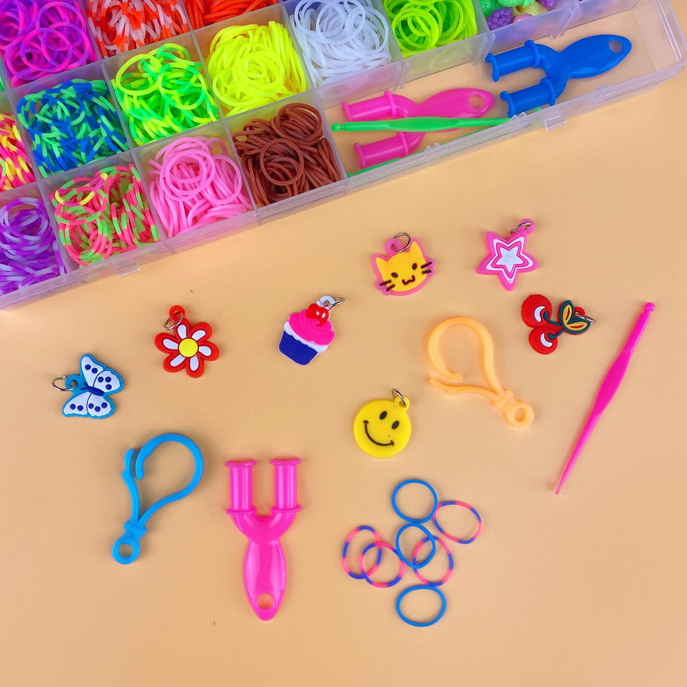 2700+ Loom Bänder Kit Jsdoin 30 Farben Loom Bands-Gummibänder mit Clips, Charms, Perlen und anderem Zubehör für DIY-Kits zur Herstellung von Freundschaftsbändern, Bastelsets, beste Halloween