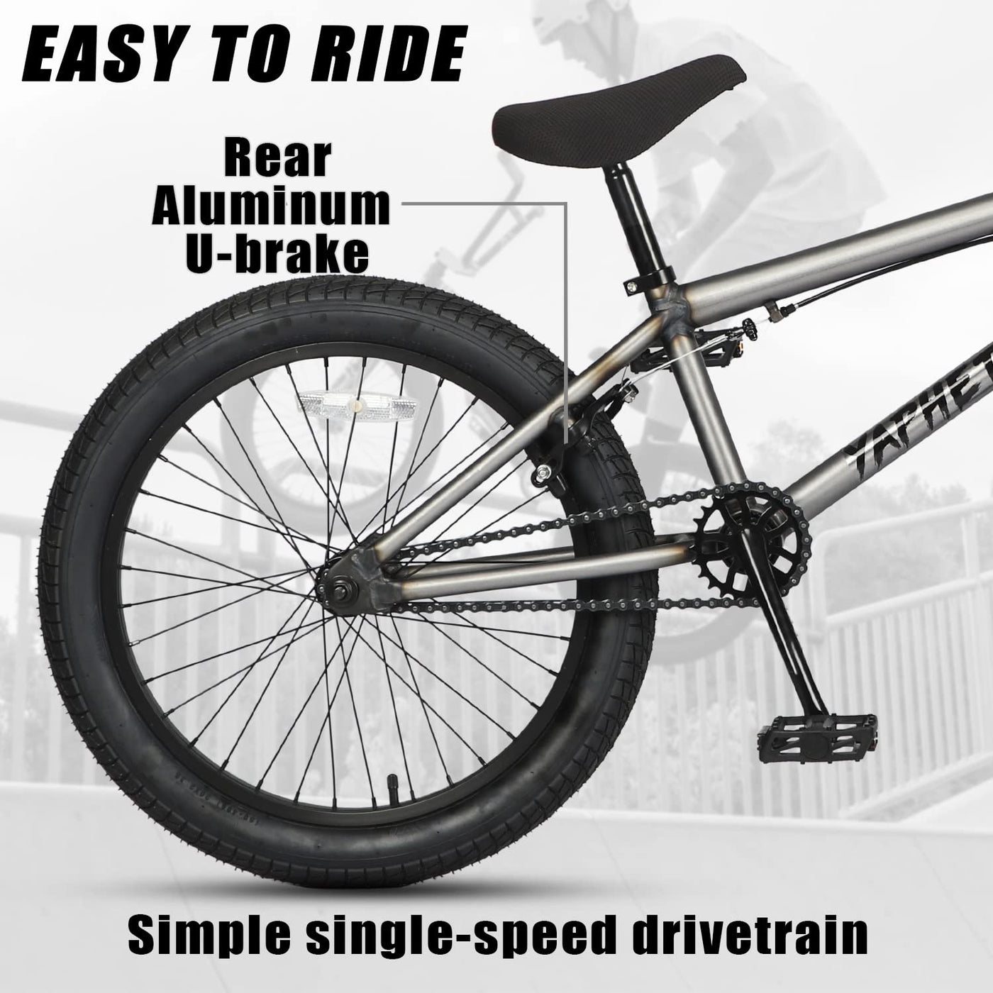 AVASTA Hesper 20 Zoll Kinderfahrrad Freestyle BMX mit 4 Pegs Fahrräder für 6-14 Jahre alte Jungen und Anfänger,Grau