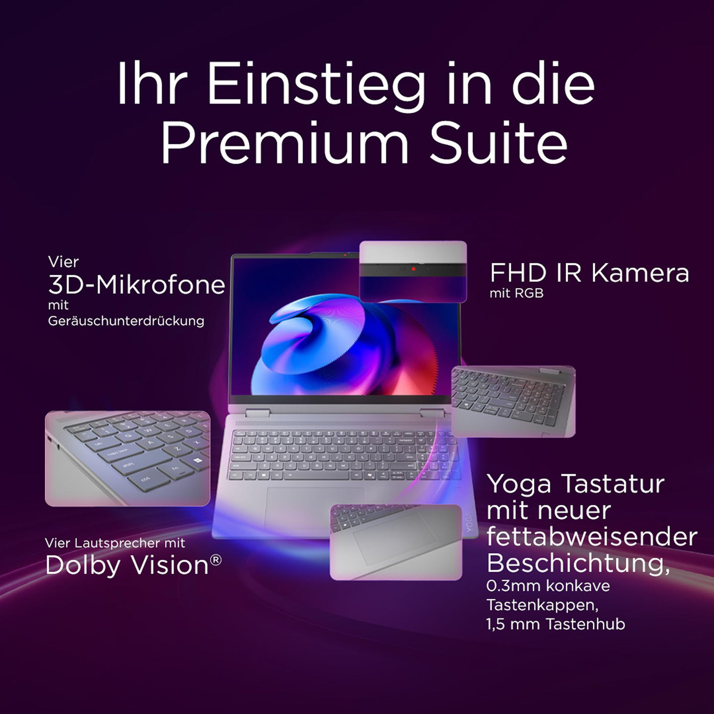 Lenovo Yoga 7i 2-in-1 Laptop | Copilot+ PC | 16" 2.8K WUXGA OLED | Intel Core Ultra 7 | 32GB RAM | 1TB SSD | Intel Arc Grafik | Win11 | QWERTZ | inkl. Yoga Pen | 3 Jahre Garantie Exklusiv bei Amazon