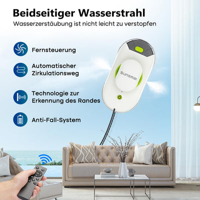 SUNSMAI S60-1A Mini Green Dual Side Spray Fensterputzroboter, Anti-verstopfungsfreie Elektrisch Automatischer Fensterroboter mit Wassersprühfunktion,3800pa Starke Anti-Drop Fensterputzer