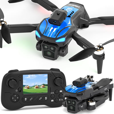 Drohne FPV mit 1080P Kamera Adult,2.8" LCD Bildschirm Fernbedienung,Quadcopter Hindernisvermeidung für Beginner,Tippen Fliegen Höhenhaltung Geste Schwerkraftsteuerung faltbar,3 Geschwindigkeiten