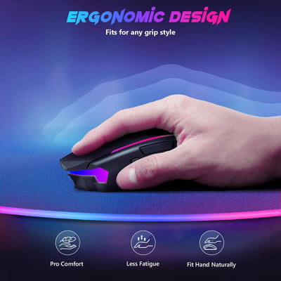 Redragon Gaming Maus Kabellose, RGB Wiederaufladbare Gaming-Maus mit 9 Macro Editing Programmierbare Tasten/8000 DPI, Ergonomische Wireless Gaming Maus, 70Hrs fur PC/Mac Gamer