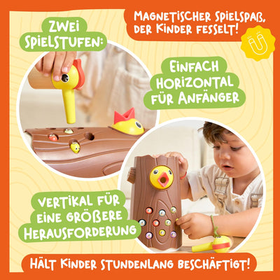 Nene Toys Kleiner Specht – Magnetspielzeug für Kinder ab 2 Jahren – Lernspiel für Kleinkinder mit Farben & Magneten – Spielzeug zur Förderung der Feinmotorik – Geschenk 2 3 Jahre Jungen Mädchen