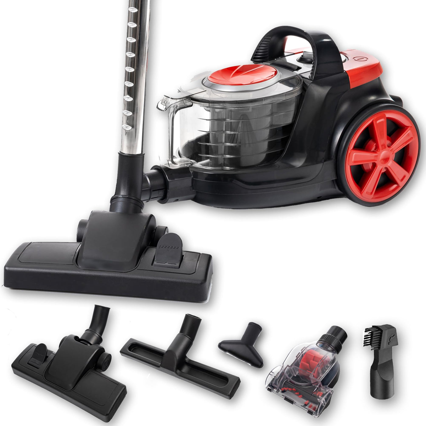 LEHMANN Zyklon Staubsauger ohne Beutel 4000 Watt, Hoher Saugkraft, HEPA Filter für Allergiker, 2,5 L Staubbehälter, Satz von Staubsaugerdüsen und Turbobürste, Kompakt und Leicht