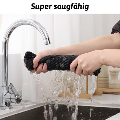 Moosfor Microfasertücher, 6er-Set, Saugfähige Fusselfrei Küchentücher Spültücher für Küche Dicke Barista Tuch Geschirrtücher Lappen, 30 x 30 cm, Schwarz
