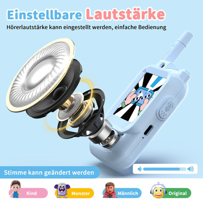Video Walkie Talkie Kinder,2er Set Walky Talky Aufladbar,Spielzeug 3-12 Jahren Junge,5km Walki Talki für Abenteuer im Freien,Camping Wandern