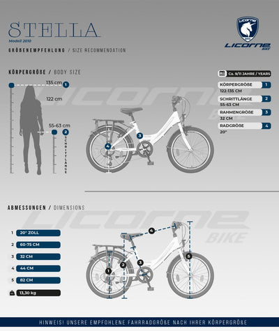 Licorne Bike Stella Premium City Bike 20 Zoll 6 Gang Fahrrad für Mädchen Herren und Damen 21 Gang Holland Citybike (Rosa 20 Zoll)…