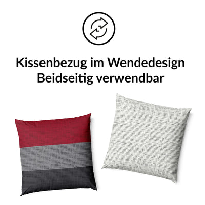 LARAWELL Bettwäsche 135x200 Baumwolle Ganzjahres Bettwäsche-Sets rot grau gestreift Premium