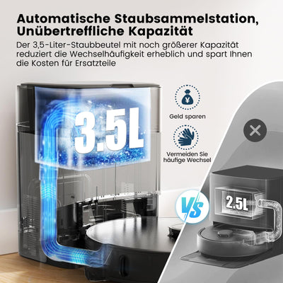 AIRROBO T20+ Saugroboter mit Wischfunktion, 3.5L Staubsauger Roboter mit Absaugstation, 180Min Laufzeit, LiDAR Navigation, Starke Saugkraft ideal für Teppich und Tierhaare, APP Steuerung