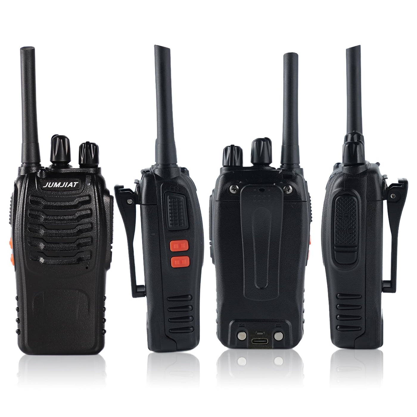 JUMJIAT Walkie -Talkie 16 Kanälegroße Reichweite Funkgeräte,Walkies talkies Eingebauter LED Taschenlampe, USB-Ladestation Cable mit Type-C und Headset (2 Stück)