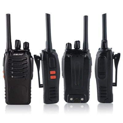 JUMJIAT Walkie -Talkie 16 Kanälegroße Reichweite Funkgeräte,Walkies talkies Eingebauter LED Taschenlampe, USB-Ladestation Cable mit Type-C und Headset (2 Stück)