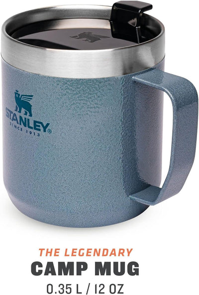 Stanley Classic Legendary Camp Mug Thermobecher 354ml - Hält 1.5 Stunden Heiß - 3 Stunden Kalt - BPA-Frei - Spülmaschinenfest - Edelstahl Kaffeebecher To Go - Hammertone Ice