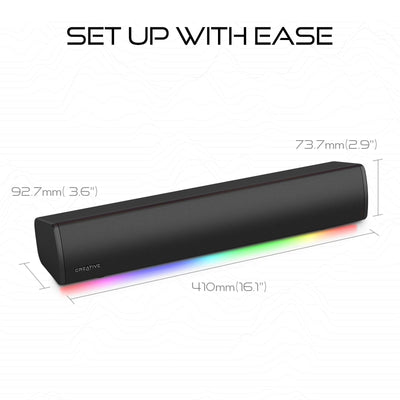 Sound Blaster GS3 Kompakte Gaming-Soundbar mit RGB- und SuperWide-Technologie, Stromversorgung über USB, Bluetooth 5.4, Kopfhörerausgang, für PC und Mac