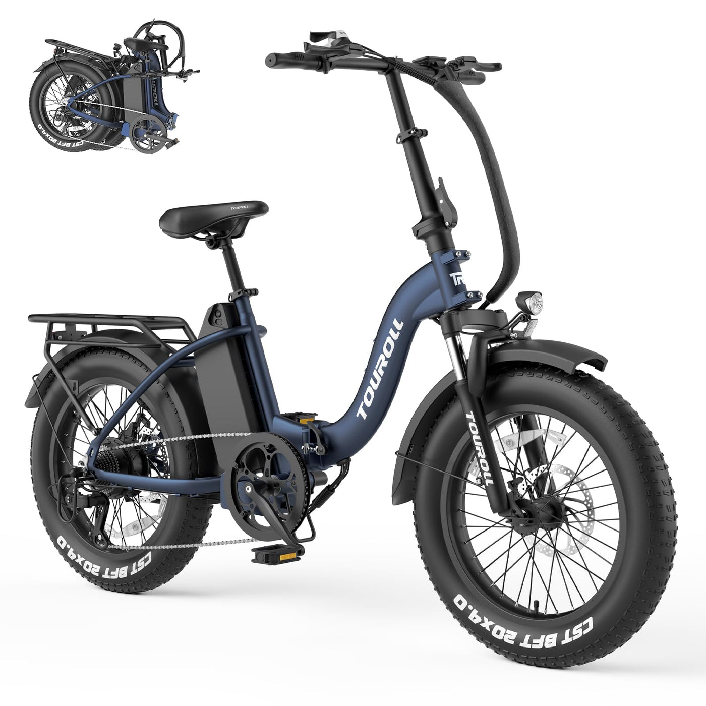 Touroll S2 E-Bike Klapprad Elektrofahrrad mit 20×4.0 Zoll Fat Tire, 48V 720Wh Akku für Lange Reichweite bis 120KM, 250W 55N.M Motor, 7-Gang-All-Terrain E-bike Herren Damen für MTB,Stadtpendler & Wildn