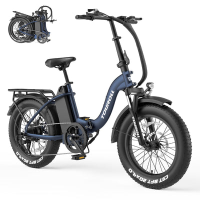 Touroll S2 E-Bike Klapprad Elektrofahrrad mit 20×4.0 Zoll Fat Tire, 48V 720Wh Akku für Lange Reichweite bis 120KM, 250W 55N.M Motor, 7-Gang-All-Terrain E-bike Herren Damen für MTB,Stadtpendler & Wildn