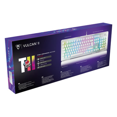 Turtle Beach Vulcan II – Mechanische PC Gaming-Tastatur, Titan II-Schalter, anpassbare beleuchtete RGB-Tasten, abnehmbare Handballenauflage, Aluminiumplatte – Weiß