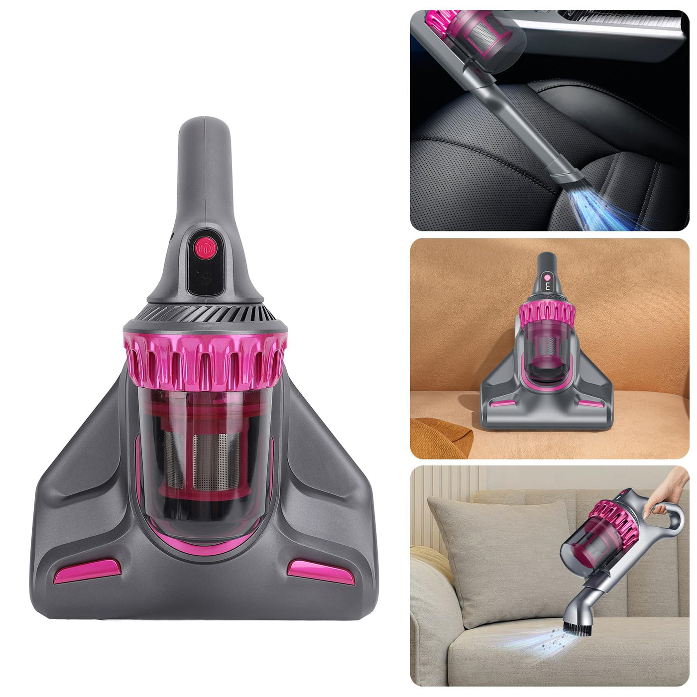 Spacnana Kabelloser Matratzenstaubsauger, 3-in-1-Handheld, 10 KPa, Dual Beat, Geräuscharm, Grau, Direkte Staubentfernung für Bett, Kissen, Sofa