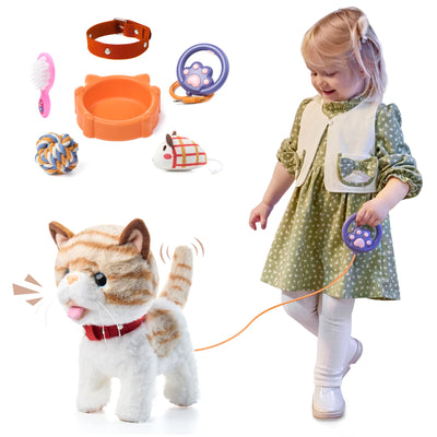 OR OR TU Katze Spielzeug Kinder Plüsch Kätzchen Elektronische Haustiere mit Ferngesteuerter, Interaktives Spielzeug Katze der Läuft und Bellt, Wiederholen was Sie Sagen für Kinder Geschenk