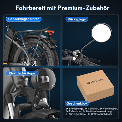 Fafrees FF20 Polar E Bike Herren Faltbar mit 48V 13,4Ah*2 Akkus bis 170KM [ Offiziell ] E-Bike Klapprad 20 Zoll, Elektro Mountainbike E-Bike Damen 150KG, Elektrofahrrad Fatbike Erwachsene StVZO. 20°