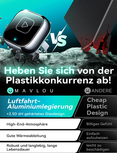 Mavlou Wireless Carplay & Android Auto Adapter, Metalldesign Mini & Stabiler 2-in-1-Dongle, Convert Wired CarPlay/Android Auto zu Wireless, für iOS 10+/Android 11+ & Autos ab 2016 (Schwarz)