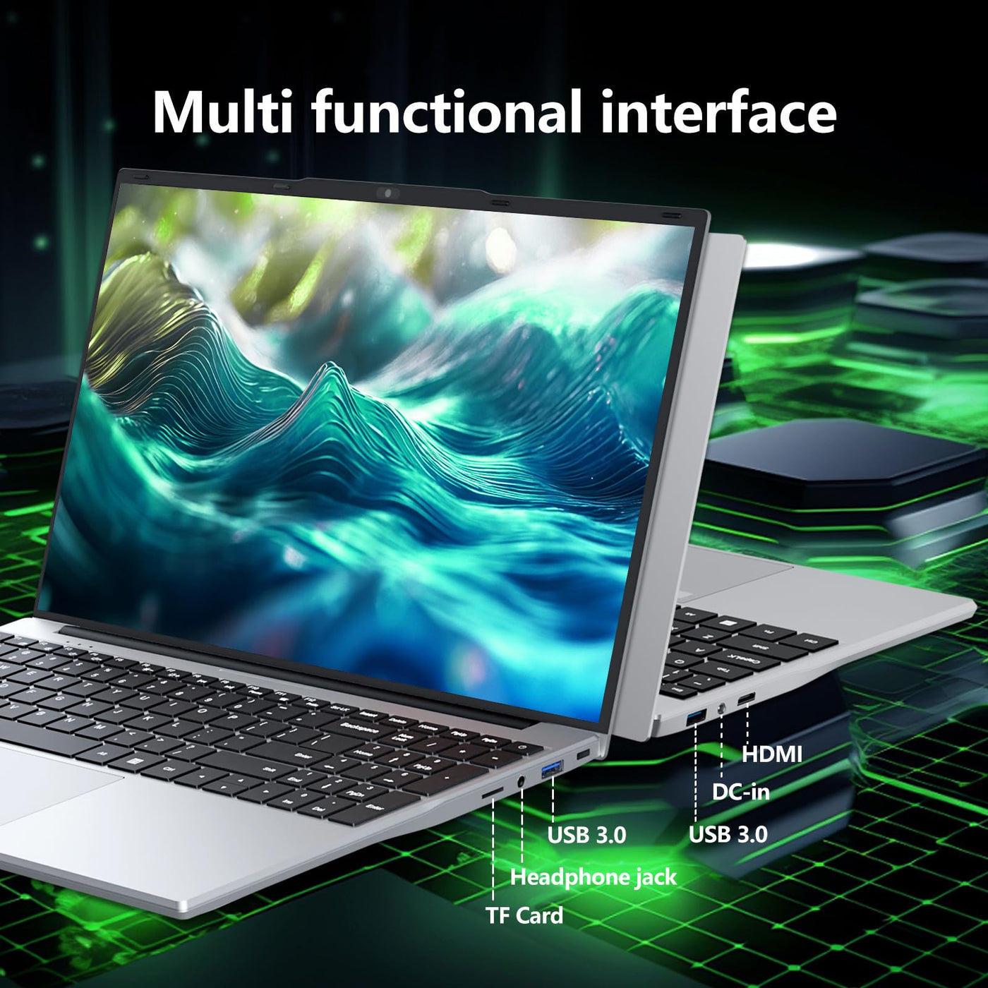 Win 11 Pro Laptop 15,6 Zoll, Notebook 16GB RAM 512GB SSD, Celeron N5095 Prozessor, Laptop FHD 1920*1080 mit Wi-Fi5/USB 3.0/Ziffernblock/Tastatur mit Hintergrundbeleuchtung/Touch ID PC-Computer