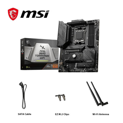 MSI MPG B650 Tomahawk WiFi Mainboard, ATX - Unterstützt AMD Ryzen 7000 Serie Prozessoren, AM5-14 Duet Rail 80A VRM, DDR5 Memory Boost 6400+MHz/OC, 2 x PCIe 4.0 x16, 3X M.2 Gen4, Wi-Fi 6E