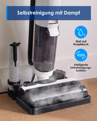 Tineco Floor ONE S5 STEAM Smart Nass-Trocken-Staubsauger, Nass Trockensauger mit LED Anzeige iLoop Selbstreinigung Wischsauger Dampfreiniger für Hartböden, Klebrige Verschmutzungen