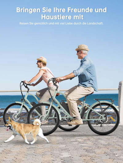 Touroll B2 26 Zoll City E-Bike mit 250W 50N.M Motor und 36V 561.6Wh Abnehmbarem Akku Pedelec Cityräder Elektrofahrrad, 25KM/H, Reichweite 100km, Ebikes für Erwachsene Herren und Damen Stadtpendler