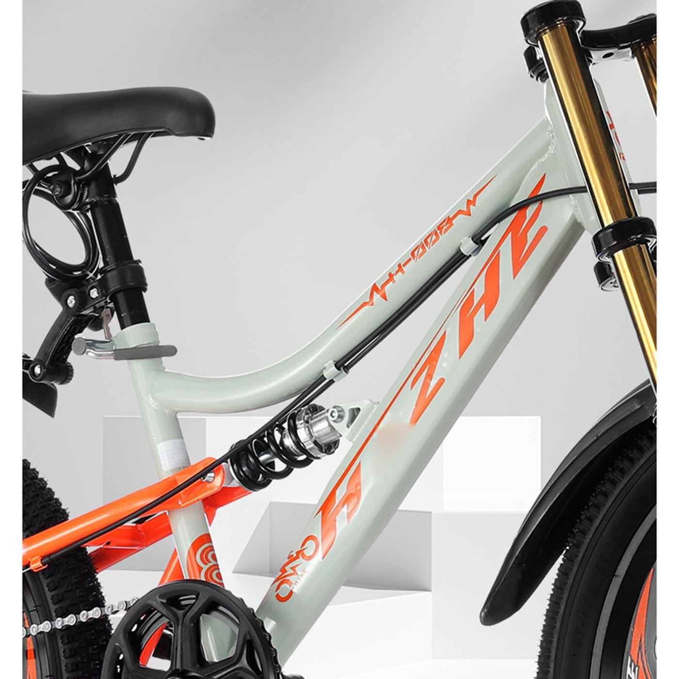 Mountainbike 24 Zoll Integriertes Rad 6 Gang Doppelscheibenbremse Doppelte Stoßdämpfung Geeignet für Kinder und Jugendliche A,22 inch