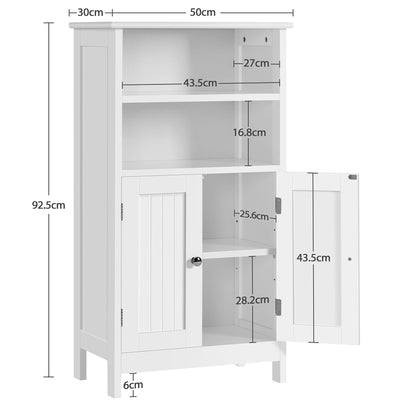 Yaheetech Badschrank Küchenschrank mit Doppeltür & Einstellbarem Regal Badkommode Sideboard Badezimmer/Wohnzimmer/Flur Weiß 50 * 30 * 92.5cm