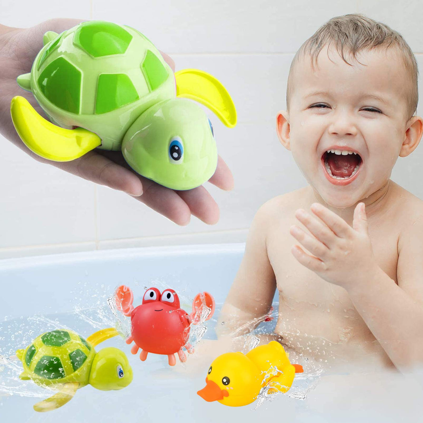 3 Stück Baby Badespielzeug,Baby Bad Spielzeug Schildkröte,Kunststoff Badewanne Spielzeug,Badewanne Pool Spielzeug Uhrwerk Schildkröte,Schwimmbad Spielzeug Für Kleinkinder Jungen Mädchen