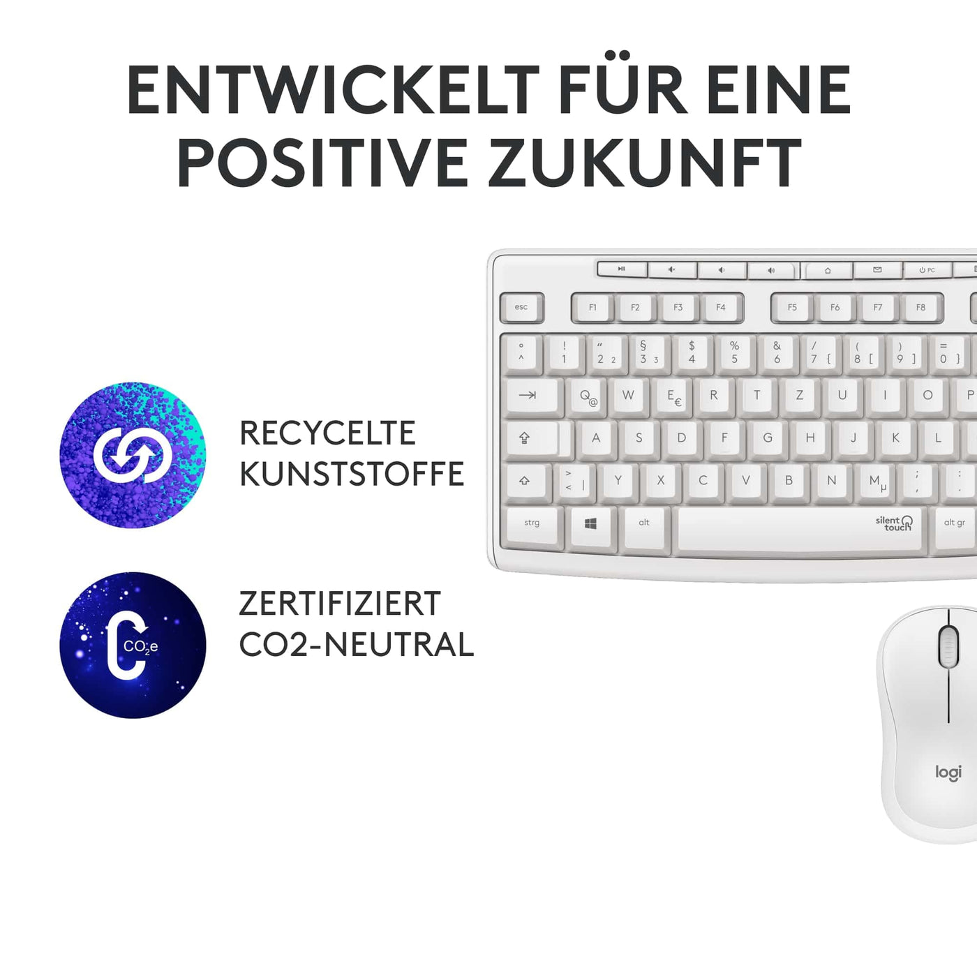 Logitech MK295 kabelloses Tastatur-Maus-Set mit SilentTouch-Technologie, Shortcut-Tasten, optischer Spurführung, Nano USB-Empfänger, verzögerungsfreier Drahtlosverbindung, QWERTZ layout- Weiß