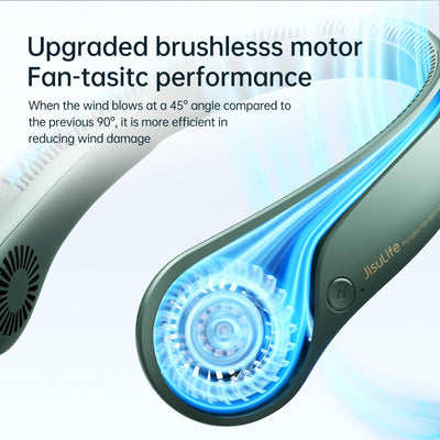 JISULIFE Tragbarer Hals-Ventilator, Hands Free Bladeless Fan, 4000 mAh Batteriebetriebener Tragbarer Persönlicher Ventilator, USB-Betriebener Schreibtisch-Ventilator, 5 Geschwindigkeiten - Dunkelgrün