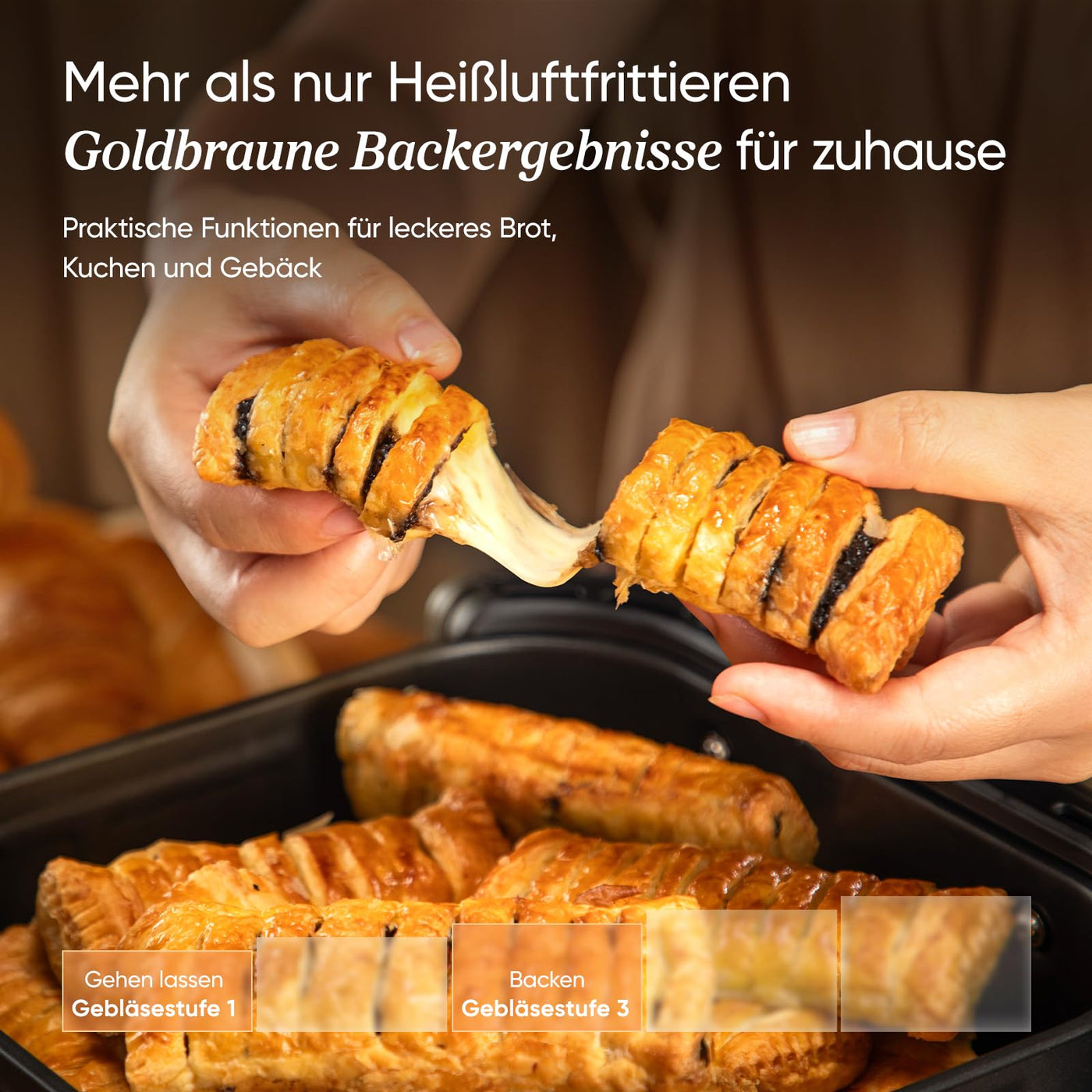 Cosori Turboblaze Heißluftfritteuse Airfryer, 9-in-1 Air Fryer XXL 6L, leiser DC Motor mit 5 Geschwindigkeitsstufen, Grillen, Backen, Gären, Dehydrieren, 87 Rezepte, 64% energiesparend, Weiß