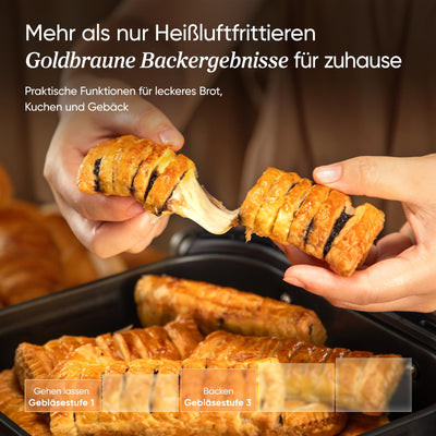 Cosori Turboblaze Heißluftfritteuse Airfryer, 9-in-1 Air Fryer XXL 6L, leiser DC Motor mit 5 Geschwindigkeitsstufen, Grillen, Backen, Gären, Dehydrieren, 87 Rezepte, 64% energiesparend, Weiß